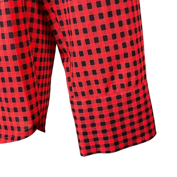 J Crew Plaid Pleated Button Front Blouse Top Size S Lightweight Red Black u - Picture 5 of 12